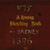 This image illustrates the cover of A Rousay Sketching Book, discovered in Stromness, Orkney.